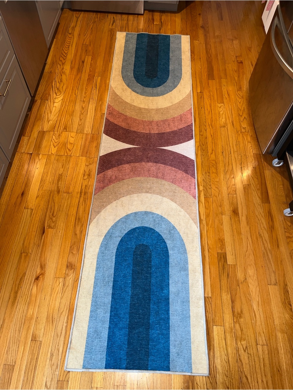 Ruggable Absida Rainbow Rug Runner 2.5 x 10’ Blue Red Yellow Washable NO PAD